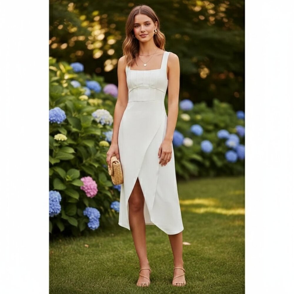 NWT C/meo Collective OVER AGAIN DRESS Ivory
